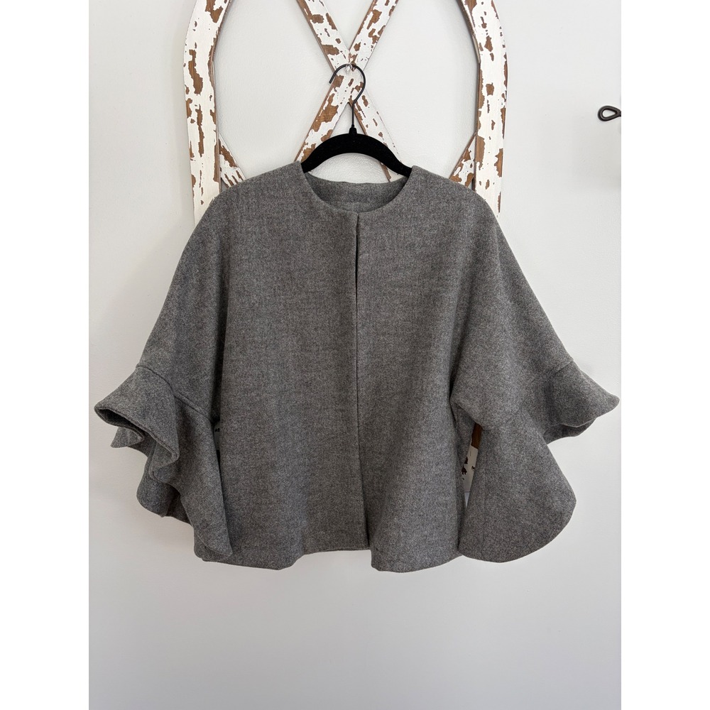 Suzy‎ D London 3/4 Bell Sleeve Coat Made in Italy Gray Size S/M